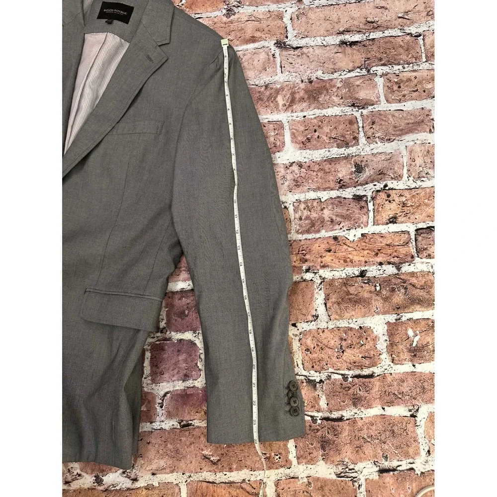 Banana Republic Men's 40R Modern Slim Fit Grey Cotton Blend 2 Button Blazer